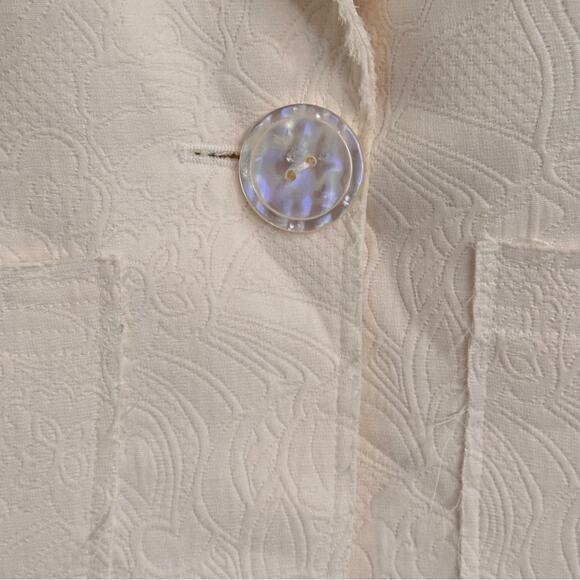 WHBM Off White Raw Edge Damask Blazer Faux Shell One Button Blazer Size 8 - Picture 5 of 5